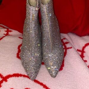 Betsy Johnson Women's Silver Glitter Ankle Boots